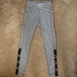 gray leggings with mesh detailing size medium